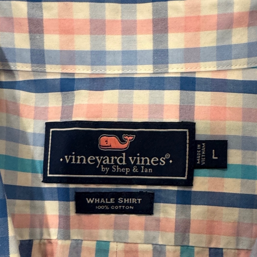 Vineyard Vines Men's Casual Blue and Pink Check Shirt - Picture 3 of 3